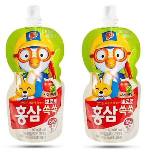 Nước Hồng Sâm Trái Cây Pororo Paldo Hàn Quốc 100ml - Vị Táo (1Y+)