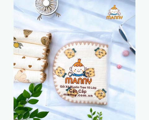 Gối xô Muslin 10 lớp Manny 25x40cm (họa tiết ngẫu nhiên)