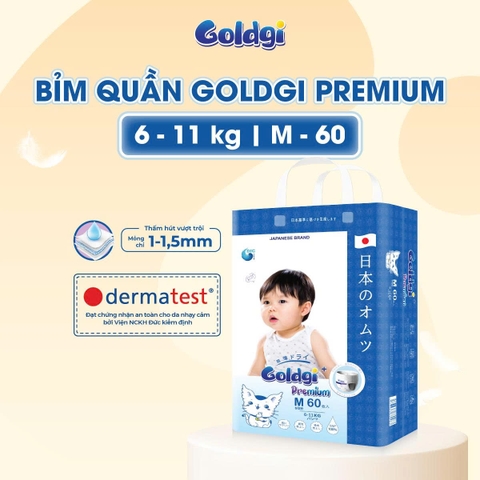 Bỉm - Tã quần Goldgi+ Premium size M 60 miếng  (cho bé 6-11kg)