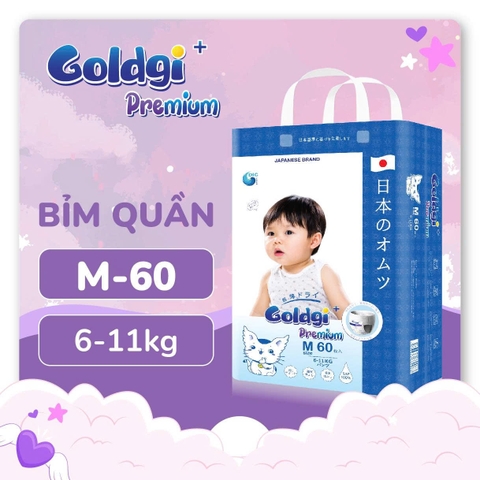 Bỉm - Tã quần Goldgi+ Premium size M 60 miếng  (cho bé 6-11kg)