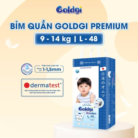 Bỉm - Tã quần Goldgi+ Premium size L 48 miếng  (cho bé 9-14kg)