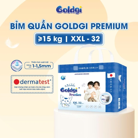 Bỉm - Tã quần Goldgi+ Premium size XXL 32 miếng  (cho bé ≥ 15kg)