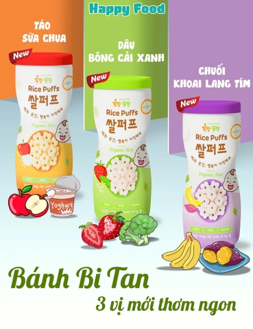 Bánh bi tan Organic Happy Food vị chuối khoai lang tím 35g (7M+)