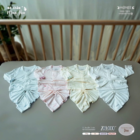 Bộ sơ sinh dài tay cài giữa Dino Honee 8840