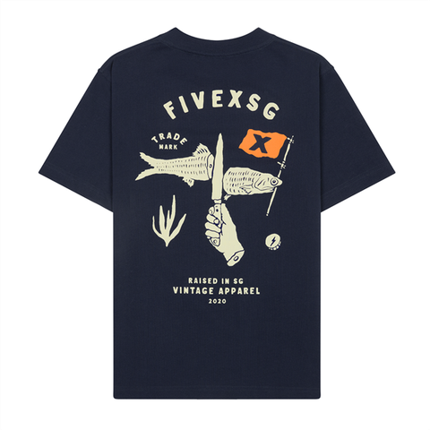 FIVEX CUT FISH TEE - NAVY