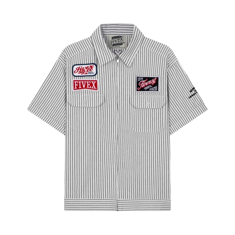 FIVEX WORKSHIRT STRIPE ZIP - BLACK