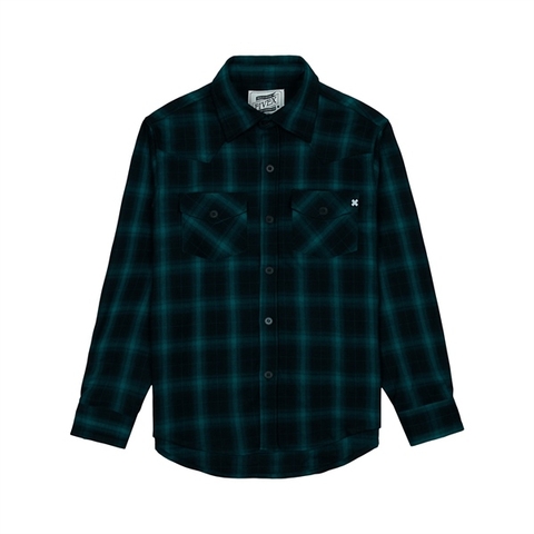 FIVEX FLANNEL SHIRT-TAY DÀI-XANH CARO