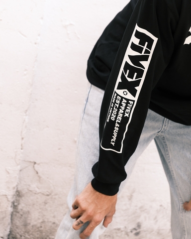FIVEX LONG SLEEVE TEE -BLACK