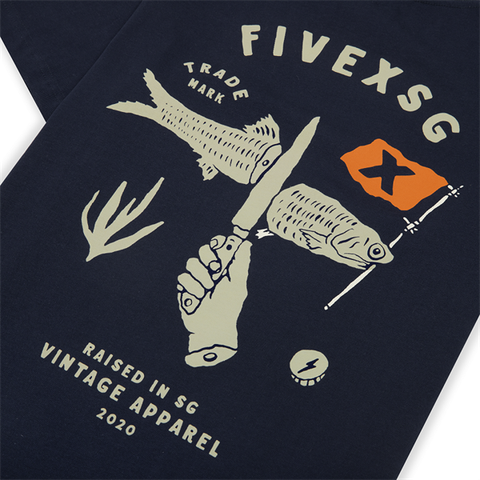 FIVEX CUT FISH TEE - NAVY