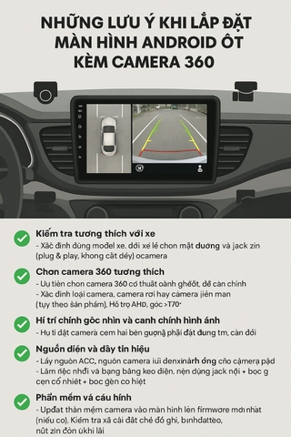 Những Lưu Ý Khi Lắp Đặt Màn Hình Android Ô Tô Kèm Camera 360