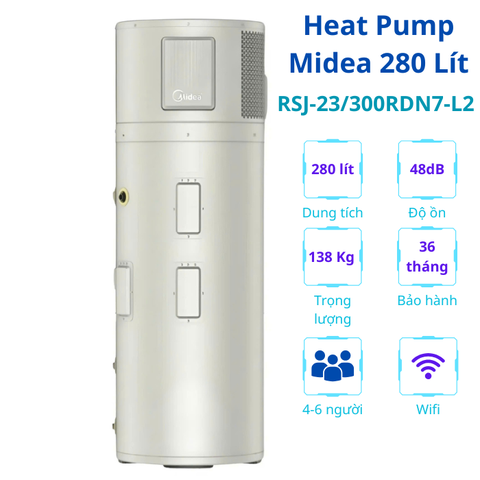 Máy bơm nhiệt heat pump Midea 280 Lít