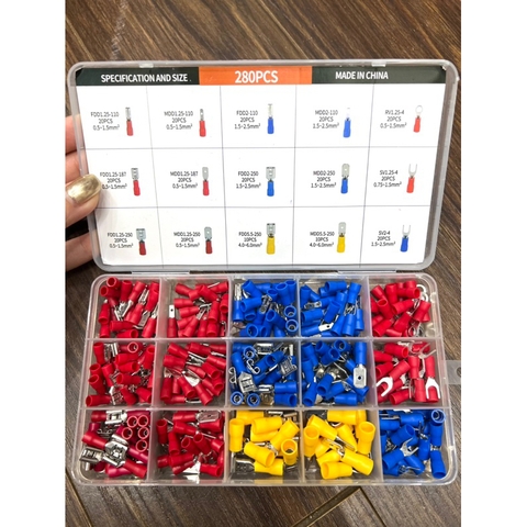 Bộ 280 đầu nối dây điện cách điện chất lượng cao tiện dụng