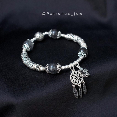 Vòng Tay Tóc Đen Phối Charm Bạc 925 De Luna