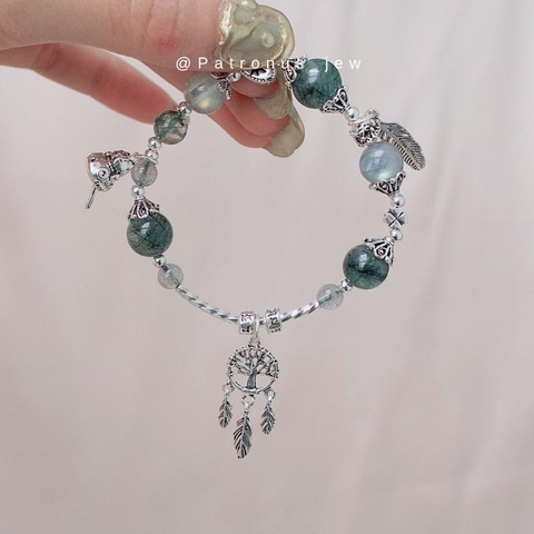 Vòng Tay Labradorite Thạch Anh Tóc Xanh De Luna