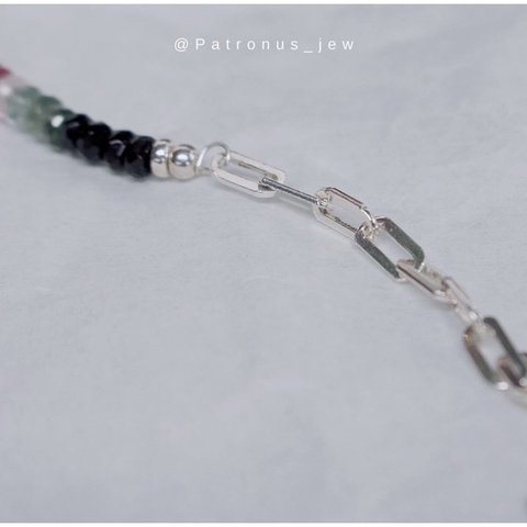 Vòng Tay Tourmaline Ombre Mix Dây Bạc De Luna