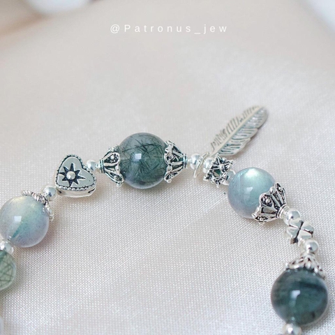 Vòng Tay Labradorite Thạch Anh Tóc Xanh De Luna