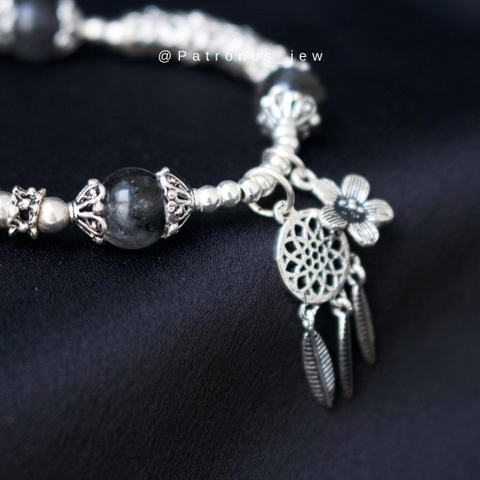 Vòng Tay Tóc Đen Phối Charm Bạc 925 De Luna