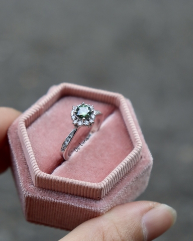 Nhẫn Wing Moissanite Xanh De Luna