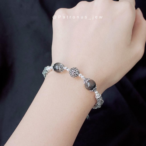 Vòng Tay Tóc Đen Phối Charm Bạc 925 De Luna