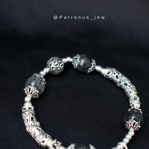 Vòng Tay Tóc Đen Phối Charm Bạc 925 De Luna