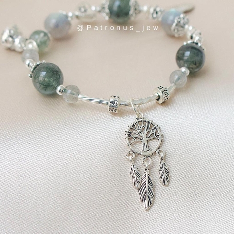 Vòng Tay Labradorite Thạch Anh Tóc Xanh De Luna