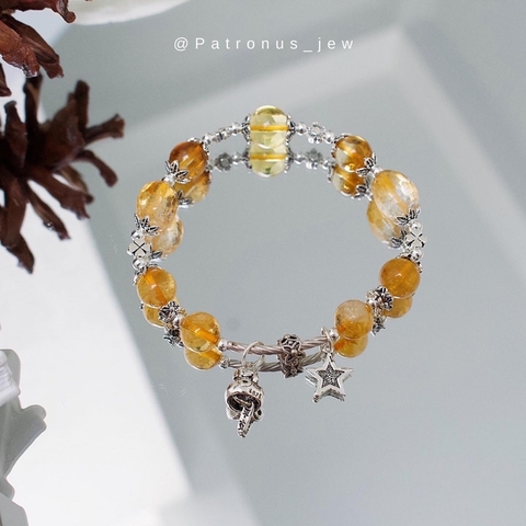 Vòng tay citrine phối charm bạc 925 De Luna