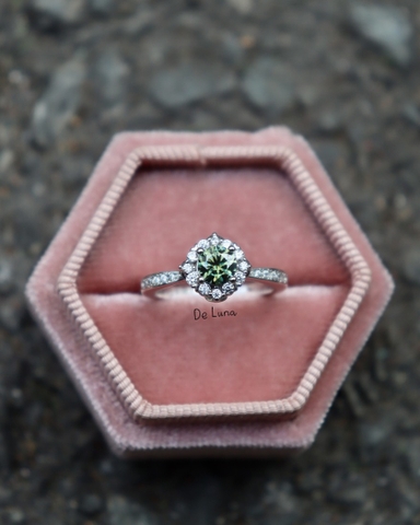 Nhẫn Wing Moissanite Xanh De Luna