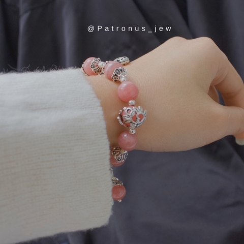 Vòng Tay Đào Hoa Phối Charm Bạc 925 De Luna