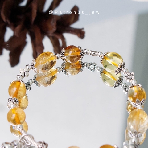 Vòng tay citrine phối charm bạc 925 De Luna