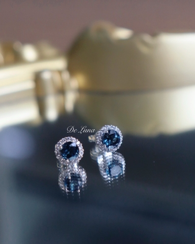 Bông Tai Đá Topaz London Viền Đá De Luna