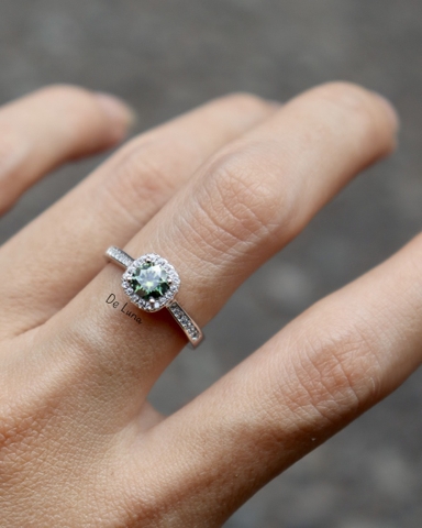 Nhẫn Osis Moissanite Xanh full KĐ GRA De Luna
