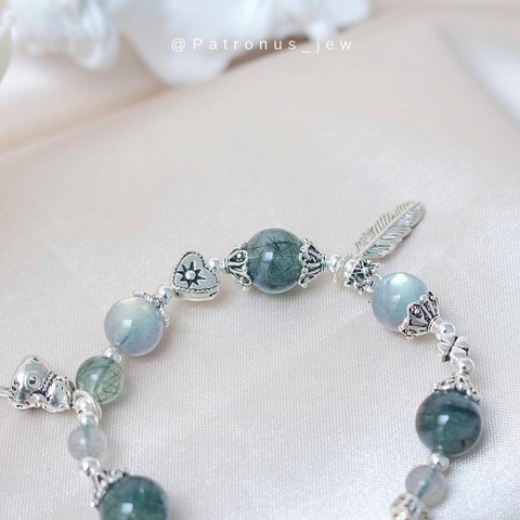 Vòng Tay Labradorite Thạch Anh Tóc Xanh De Luna