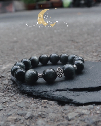 Vòng Tay Mắt Chim Ưng Xám 14mm