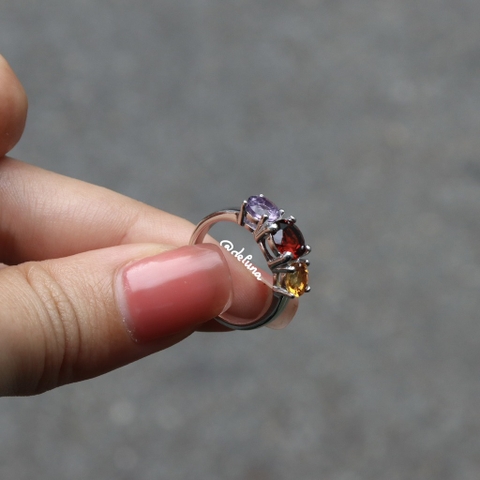 Nhẫn Three stone Mệnh Khuyết De Luna