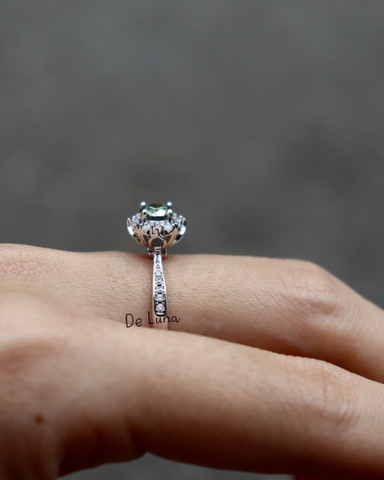 Nhẫn Wing Moissanite Xanh De Luna