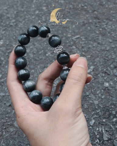 Vòng Tay Mắt Chim Ưng Xám 14mm