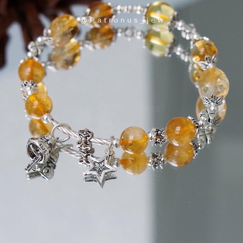 Vòng tay citrine phối charm bạc 925 De Luna