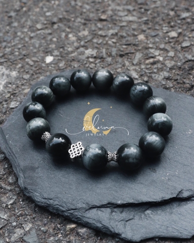 Vòng Tay Mắt Chim Ưng Xám 14mm