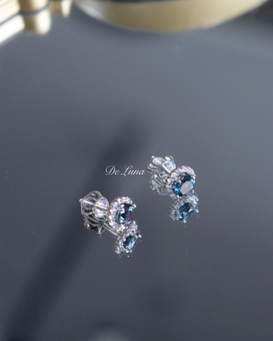 Bông Tai Đá Topaz London Viền Đá De Luna