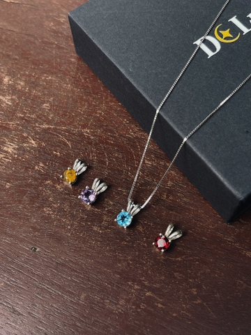 Dây Chuyển Tai Thỏ Mảnh Xinh Bạc 925 Đá Thiên Nhiên