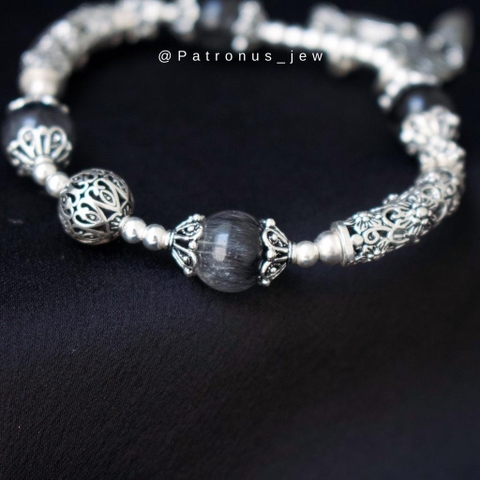 Vòng Tay Tóc Đen Phối Charm Bạc 925 De Luna