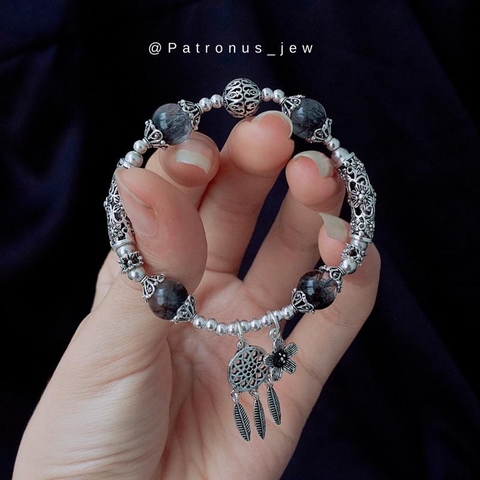 Vòng Tay Tóc Đen Phối Charm Bạc 925 De Luna