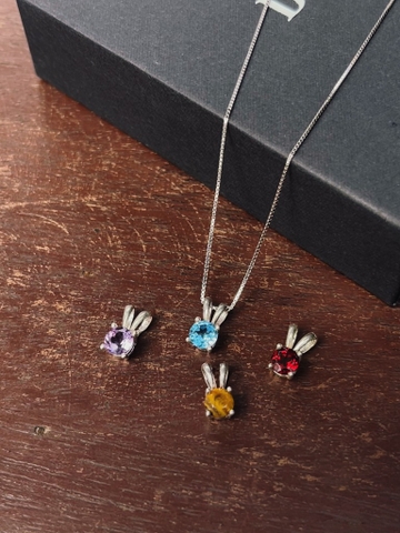 Dây Chuyển Tai Thỏ Mảnh Xinh Bạc 925 Đá Thiên Nhiên