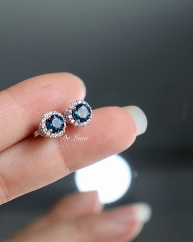 Bông Tai Đá Topaz London Viền Đá De Luna