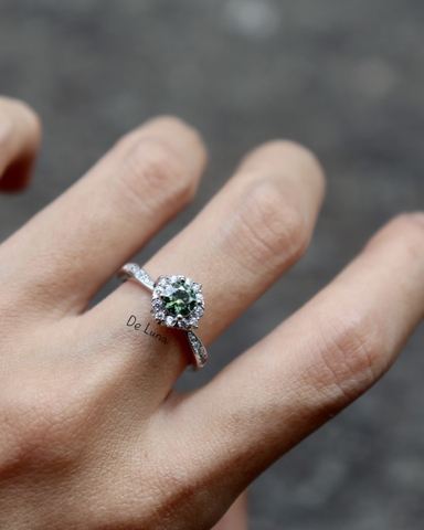 Nhẫn Wing Moissanite Xanh De Luna