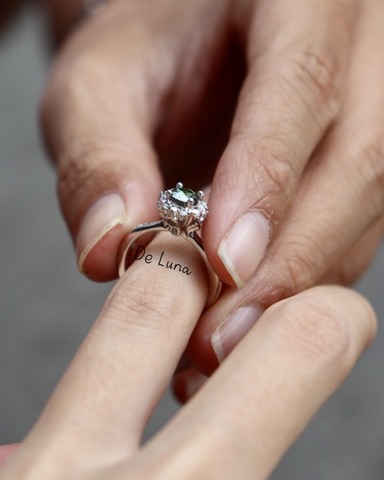 Nhẫn Wing Moissanite Xanh De Luna