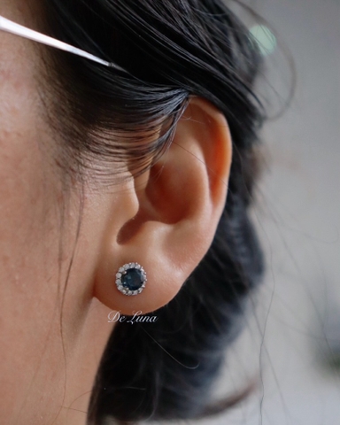 Bông Tai Đá Topaz London Viền Đá De Luna