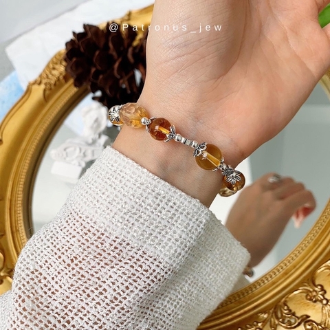 Vòng tay citrine phối charm bạc 925 De Luna