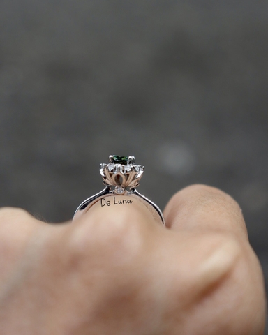 Nhẫn Wing Moissanite Xanh De Luna