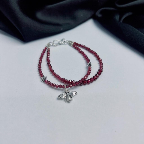 Vòng Tay Garnet Minisize Charm Bạc 925 De Luna